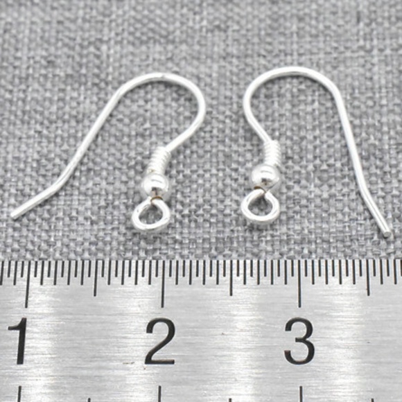 1 Pair Sterling Silver Coiled Earring Wires with Beads 925 Silver Ear Hooks - Picture 2 of 4
